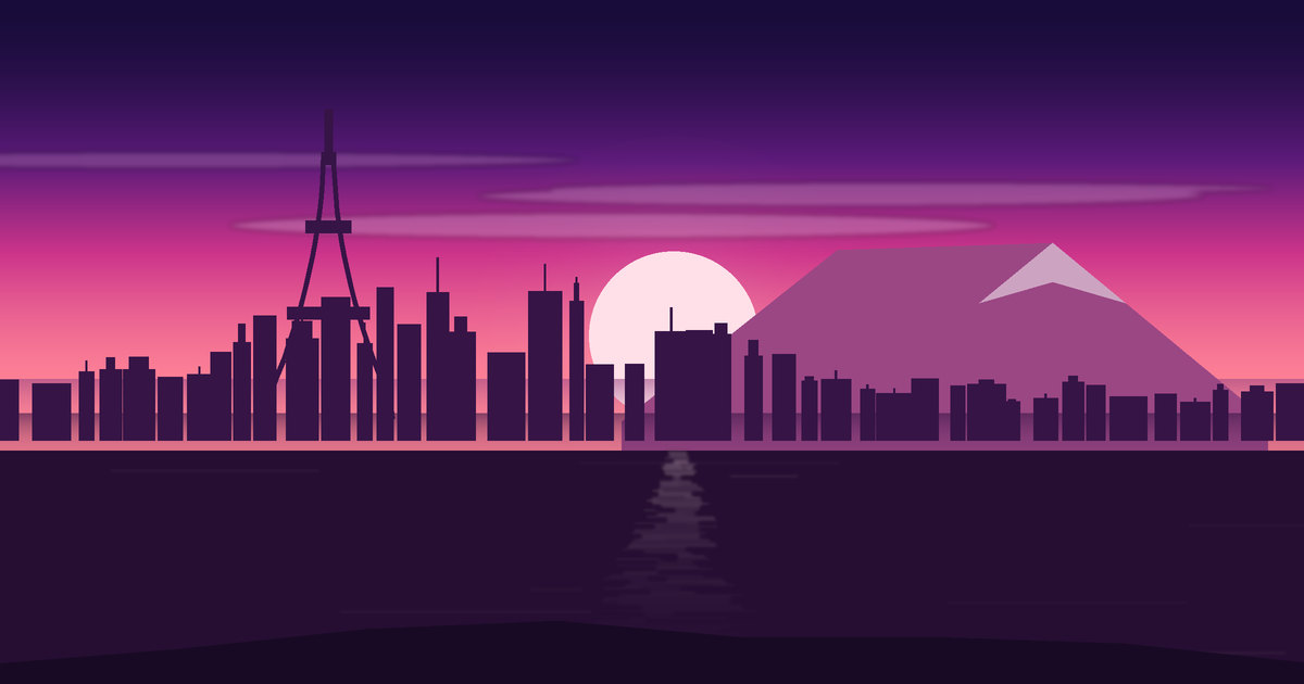 Illustrated view of Tokyo